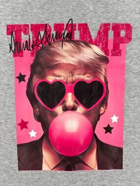 Donald Trump Bubblegum Womens Graphic Sweatshirt Heart Sunglasses - Grey - 2XL
